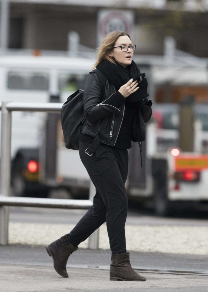 Kate Winslet in a Black Leather Jacket Was Seen Out in London – Celeb Donut