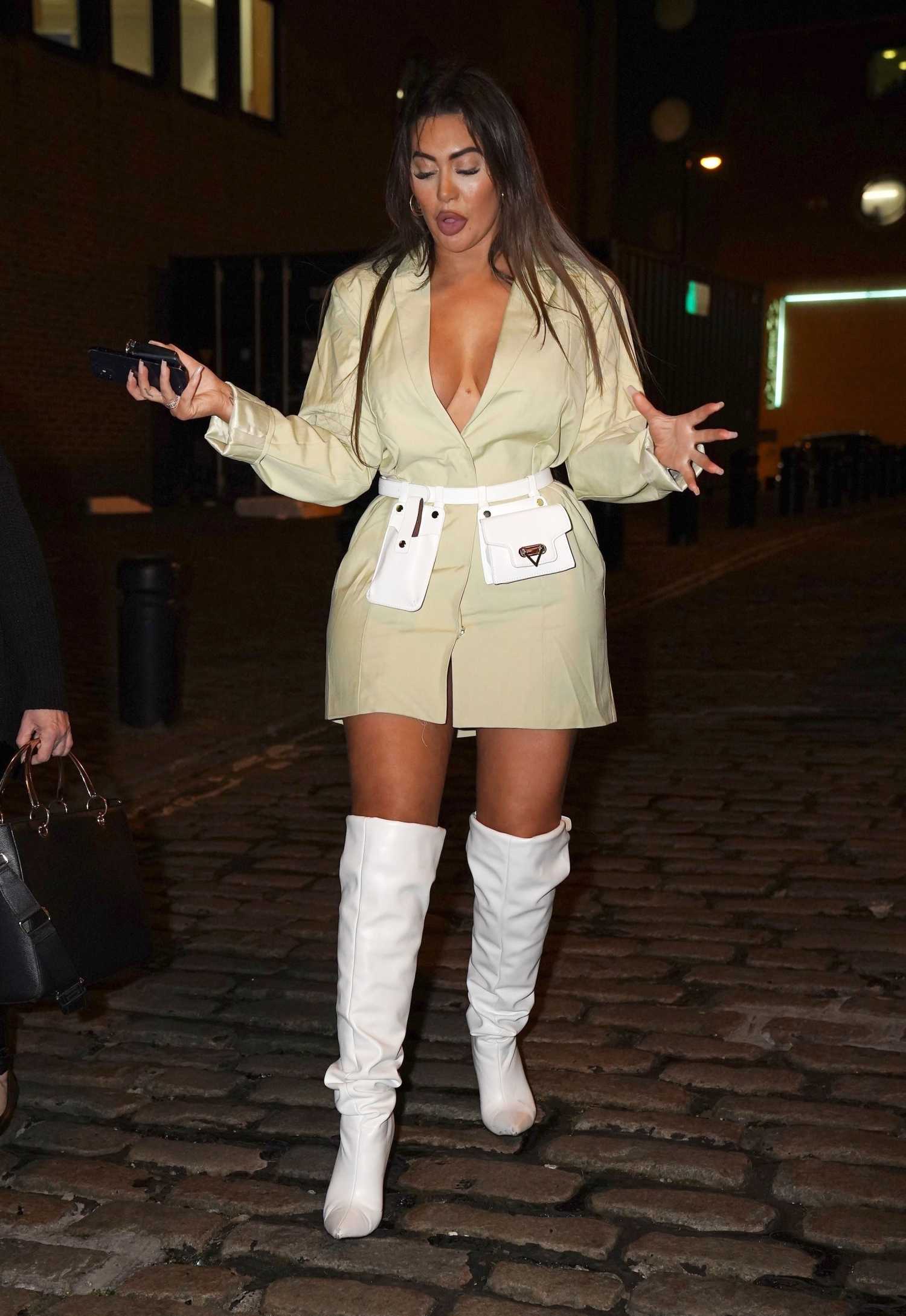 Chloe Ferry In A White Boots Leaves Dinner At Rio Brazilian Steak House