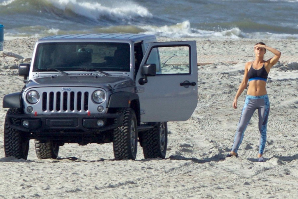 Alexandra Daddario at the Beach in Savannah on the Set of Baywatch-2