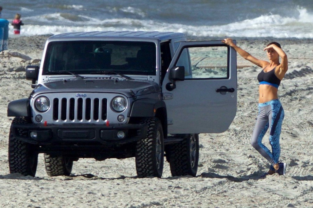Alexandra Daddario at the Beach in Savannah on the Set of Baywatch-3