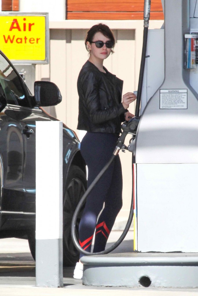 Emma Stone at a Gas Station in Malibu-1