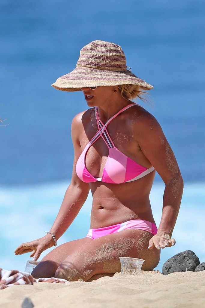 Britney Spears Wearing a Pink Bikini at the Beach in Hawaii-4