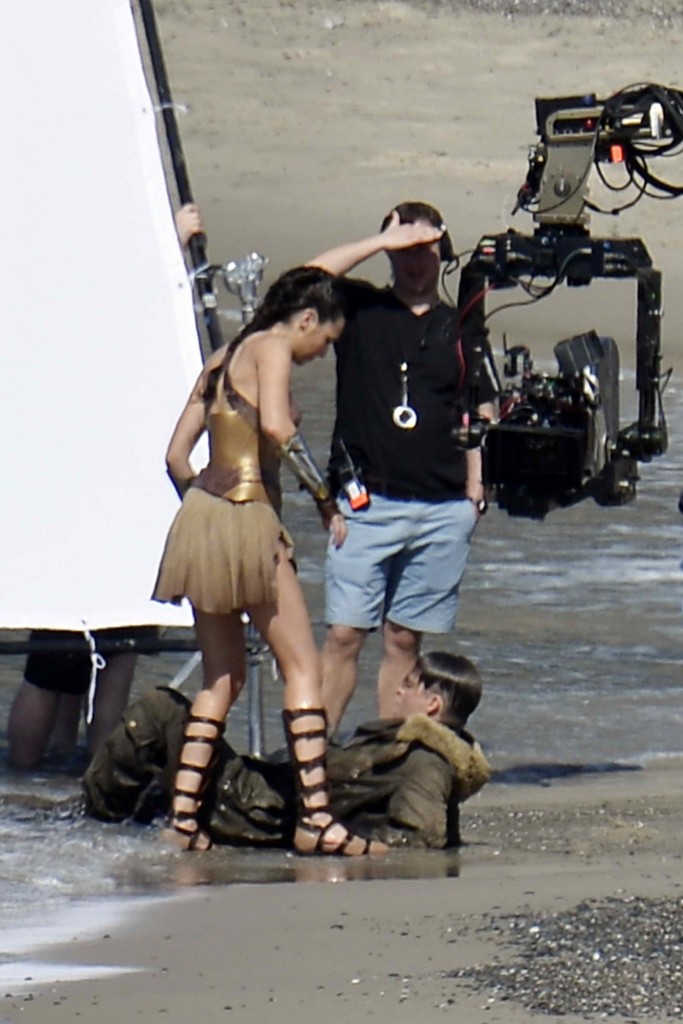 Gal Gadot on the Set of Wonder Woman at the Beach in Italy-2