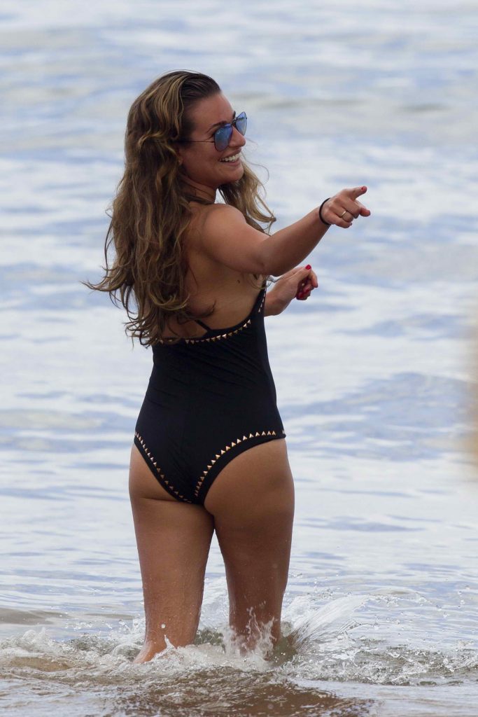 Lea Michele Wearing a Swimsuit at the Beach in Maui-1