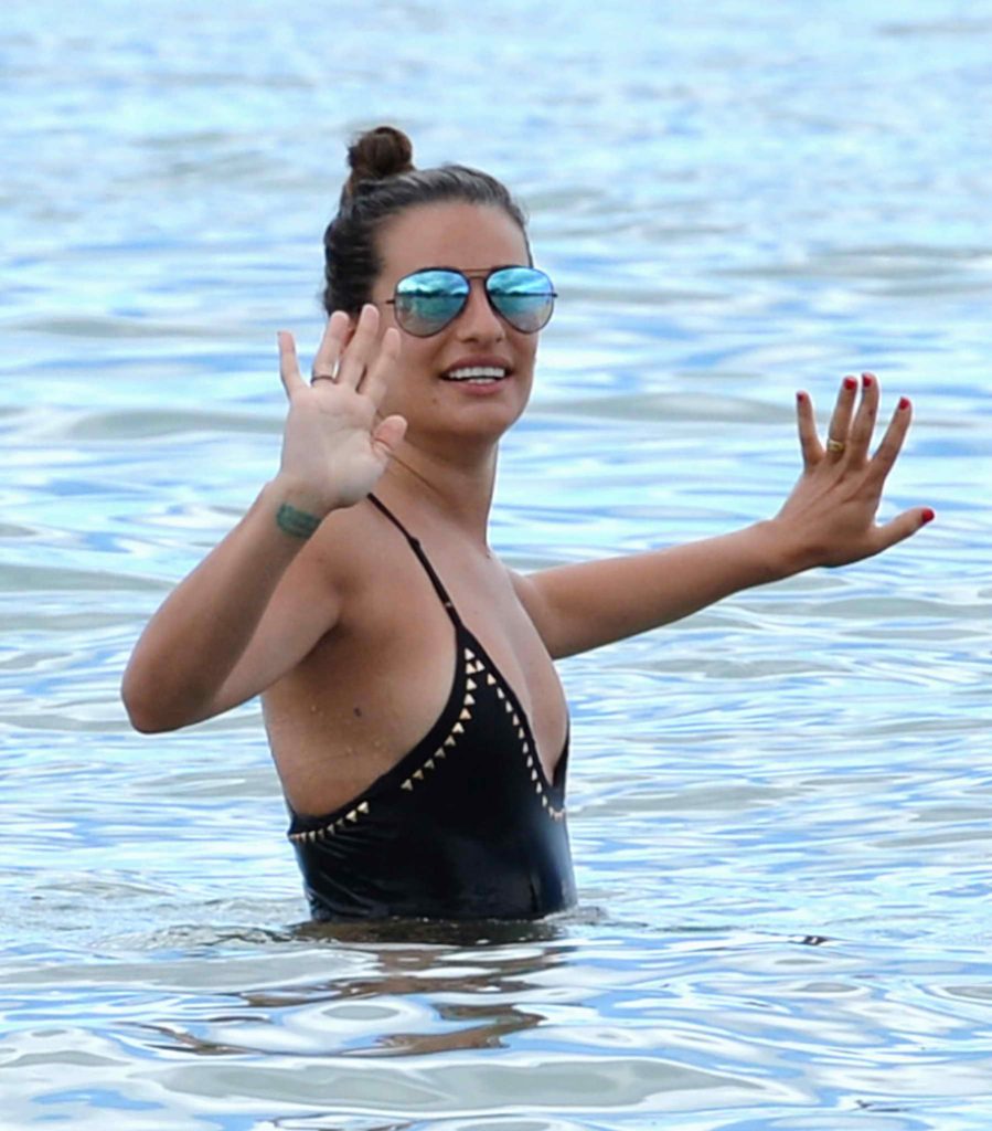 Lea Michele Wearing a Swimsuit at the Beach in Maui-6