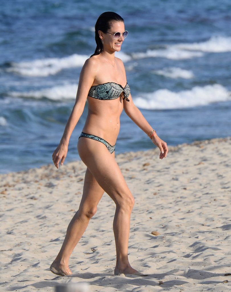 Alessandra Ambrosio Wearing a Bikini at the Beach in Ibiza-1