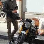 Ryan Reynolds Riding His Motorcycle in Tribeca, NYC