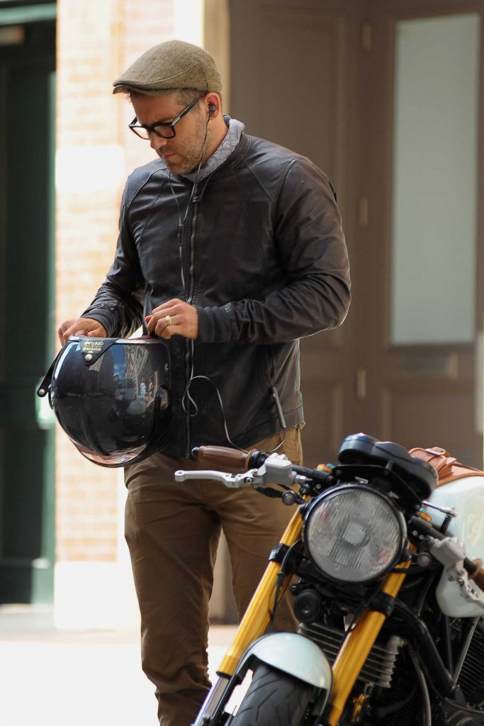 Ryan Reynolds Riding His Motorcycle in Tribeca, NYC-2
