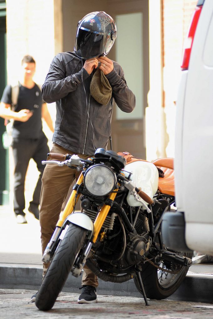 Ryan Reynolds Riding His Motorcycle in Tribeca, NYC-3