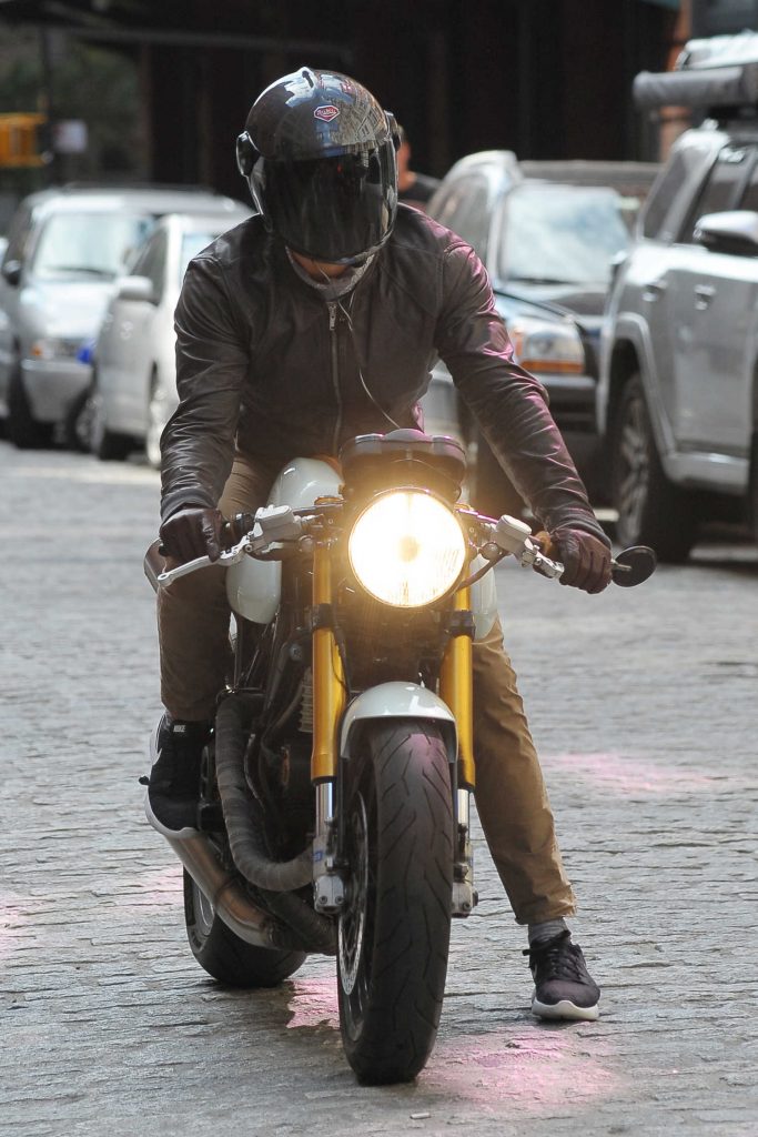 Ryan Reynolds Riding His Motorcycle in Tribeca, NYC-4