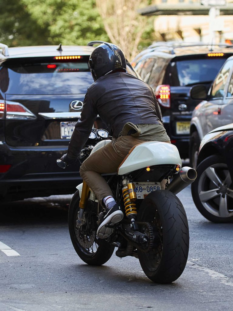 Ryan Reynolds Riding His Motorcycle in Tribeca, NYC-5