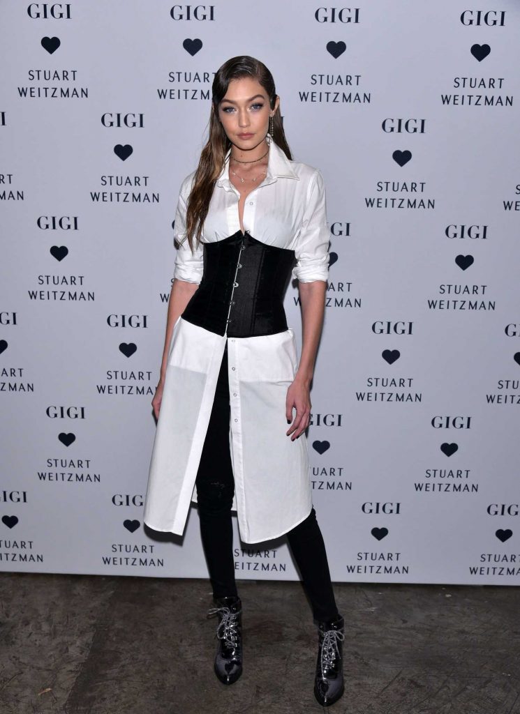 Gigi Hadid Attends Stuart Weitzman's Launch of the Gigi Boot in New York City-1