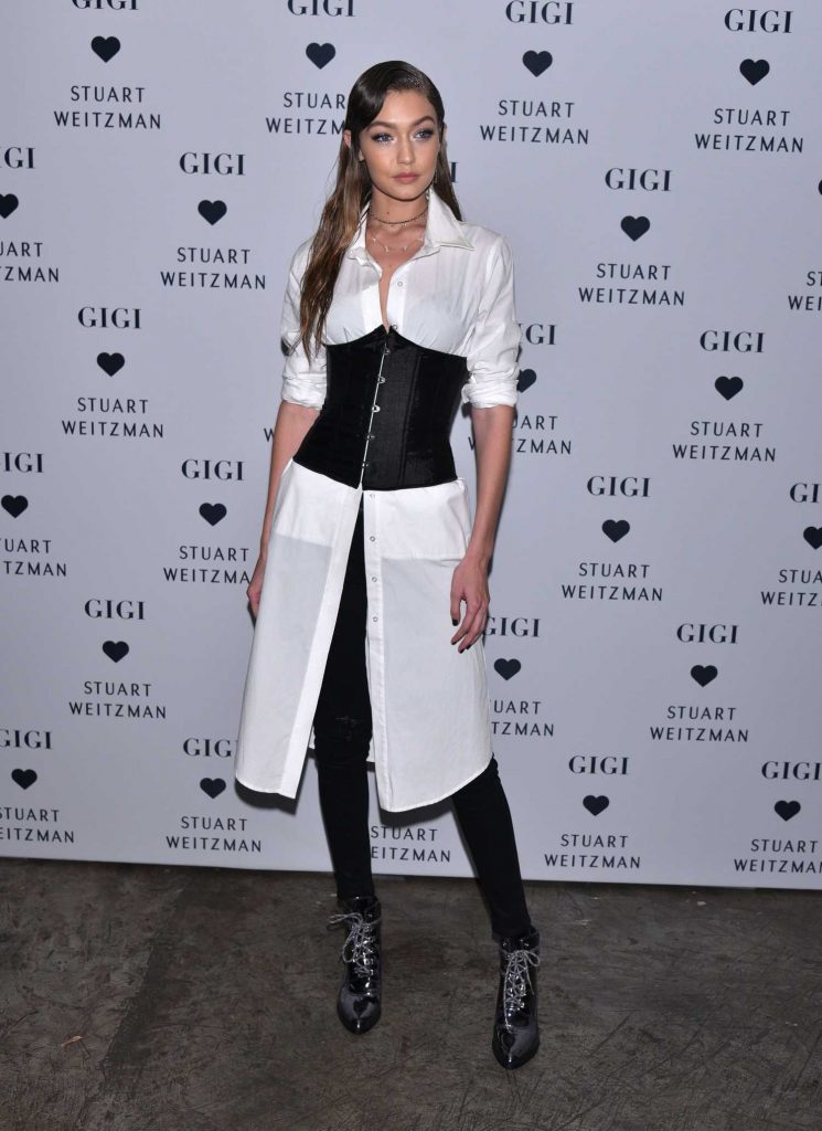 Gigi Hadid Attends Stuart Weitzman's Launch of the Gigi Boot in New York City-2