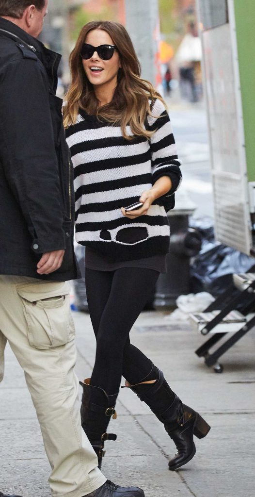 Kate Beckinsale Wearing Stripes in New York City-1