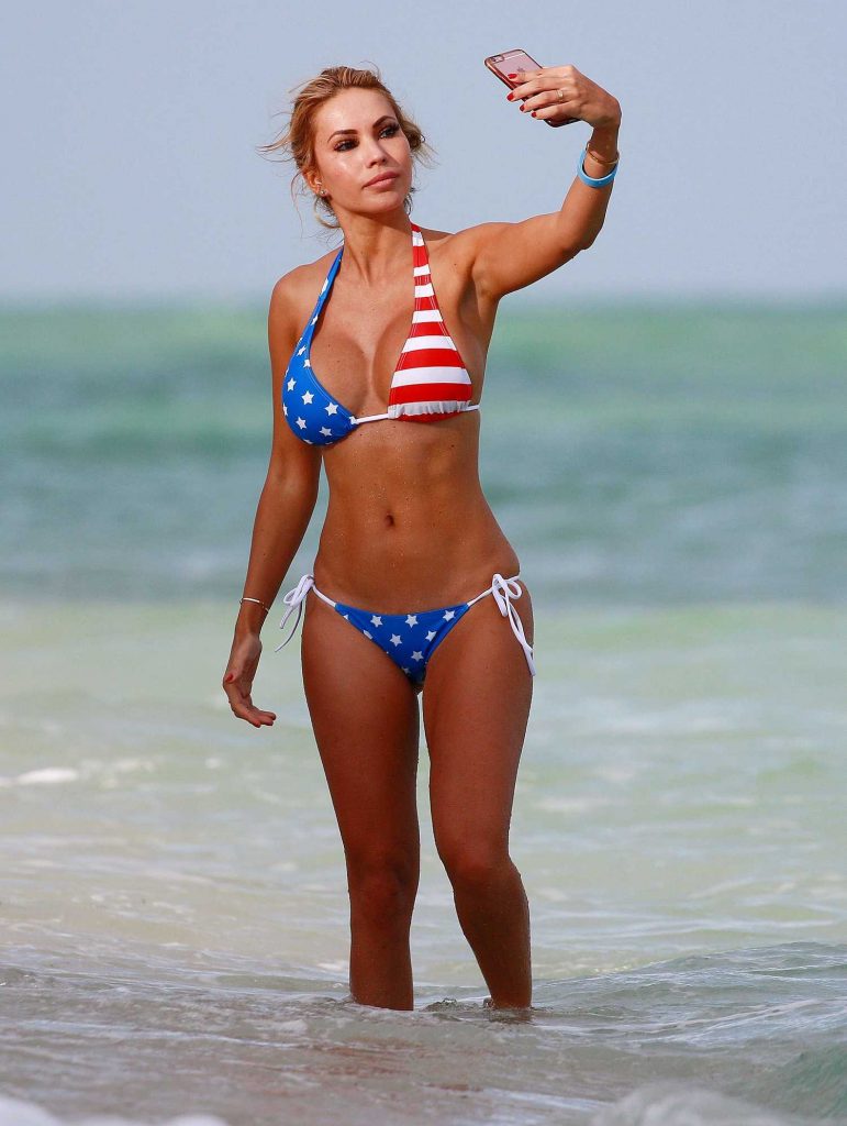 Maria Hering Wearing a USA Bikini at the Beach in Miami-1