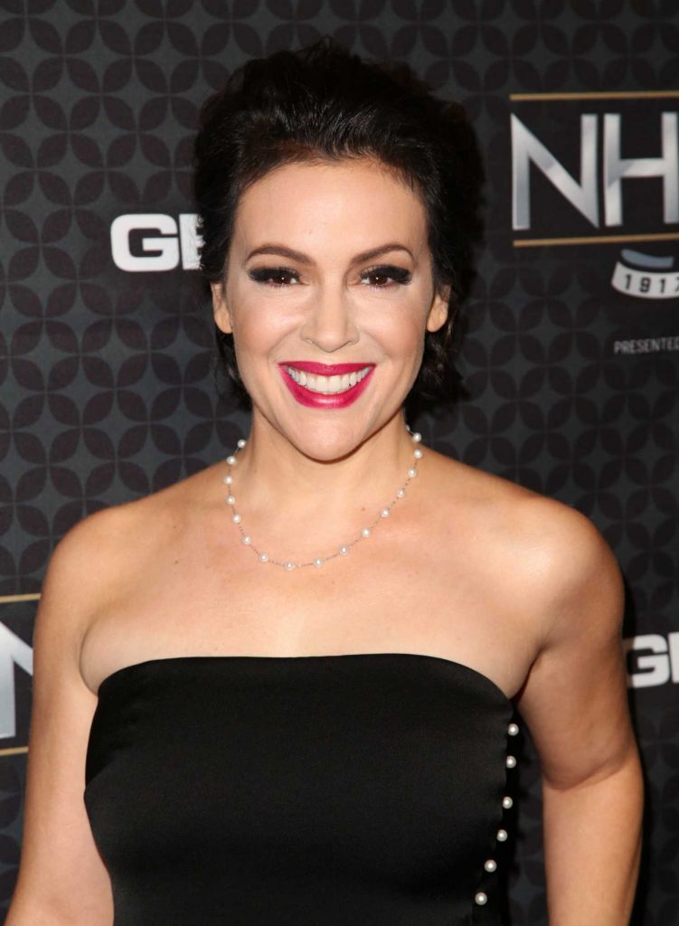 Alyssa Milano at the NHL 100 Presented by GEICO Red Carpet in Los Angeles-4