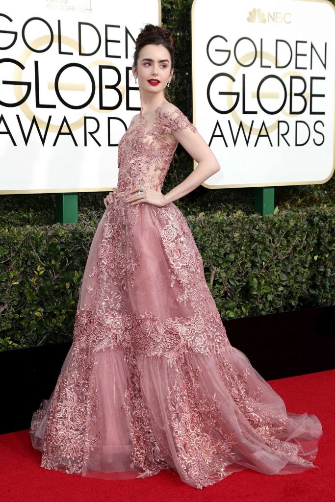 Lily Collins at the 74th Annual Golden Globe Awards in Beverly Hills-2