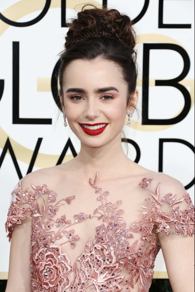 Lily Collins at the 74th Annual Golden Globe Awards in Beverly Hills-4