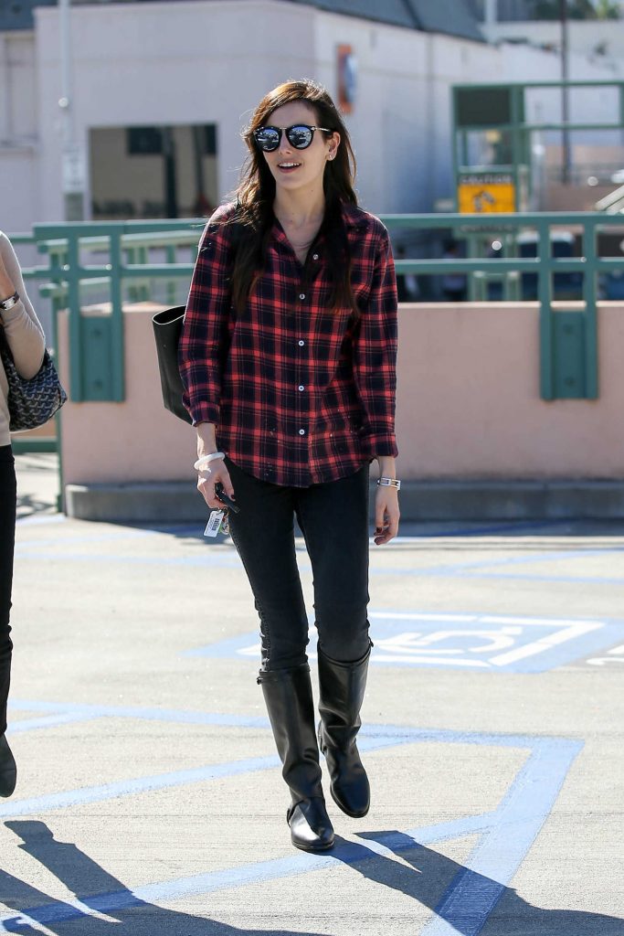 Camilla Belle Was Siin in a Plaid Shirt in Beverly Hills-1