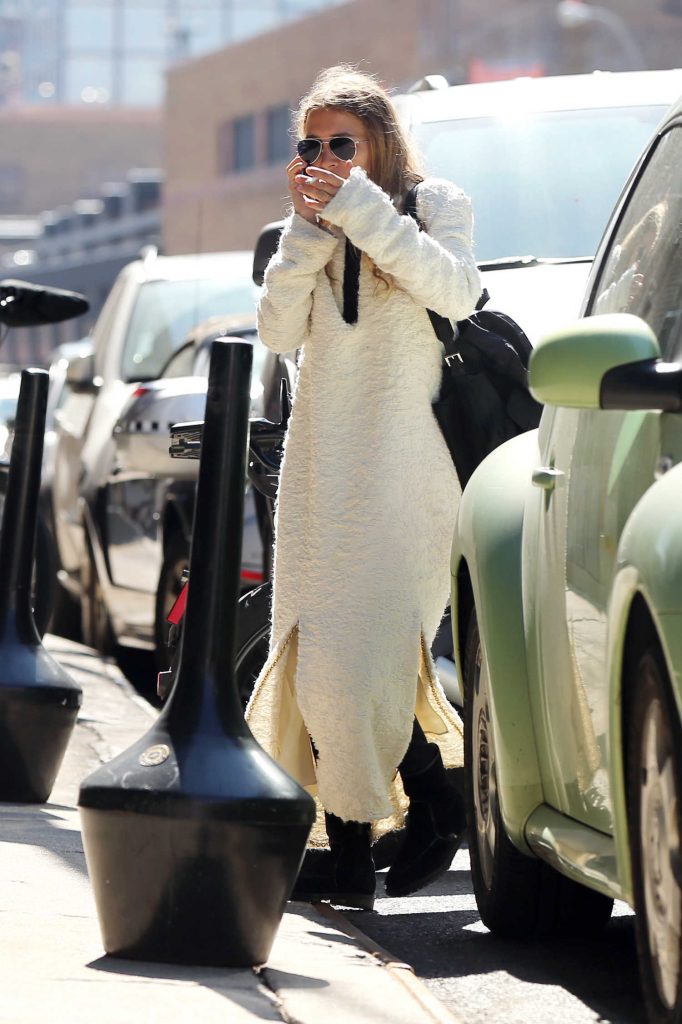 Ashley Olsen Wears a Terry Cloth Style Dress Out in New York-1