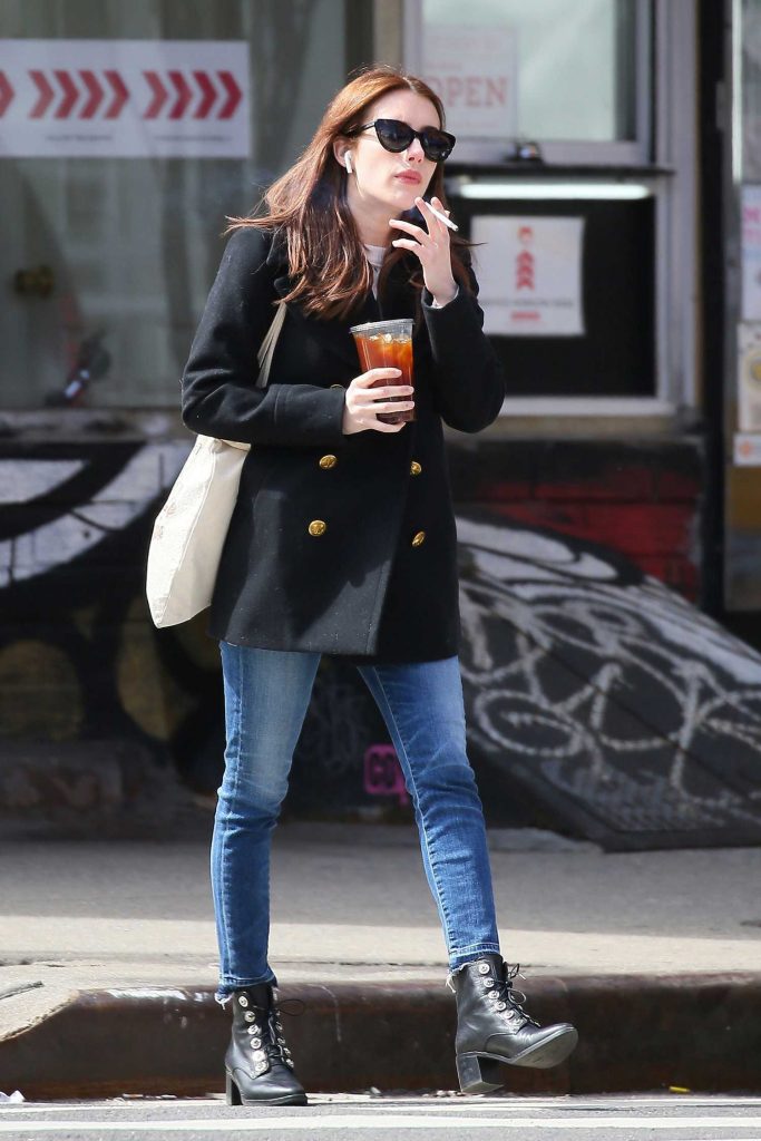 Emma Roberts Has a Smoke While Out in New York-2
