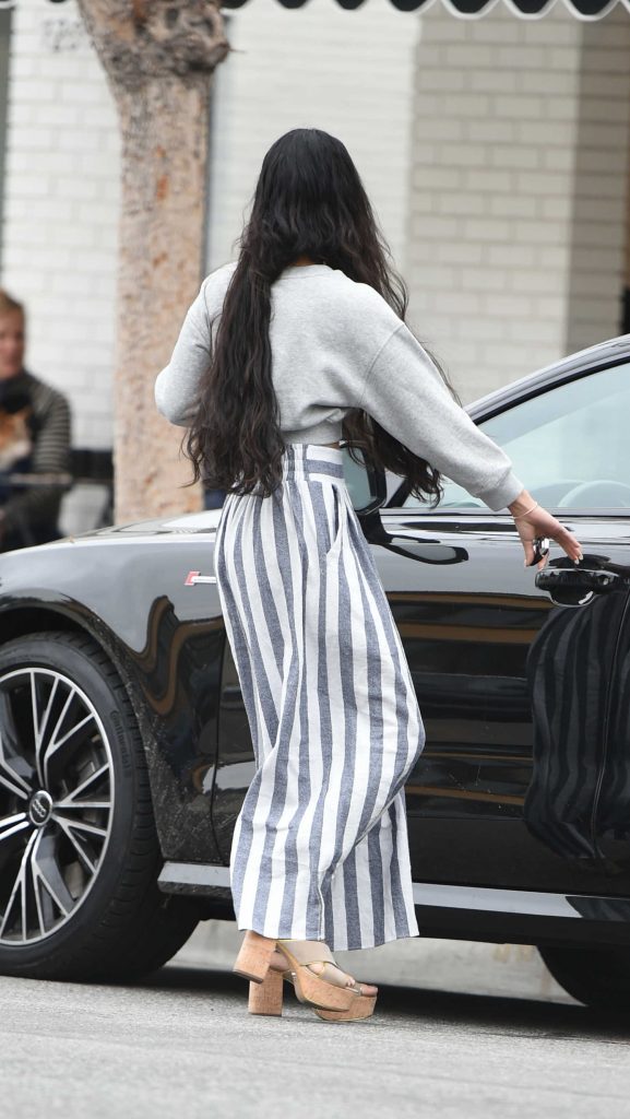 Vanessa Hudgens Wears a Striped Trousers Out in LA-4