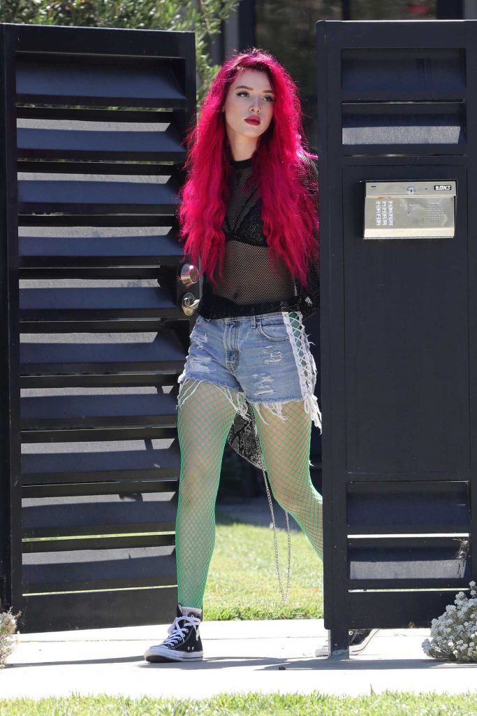 Bella Thorne Shows off Her New Freshly Bright Red Dyed Hair out in LA-1