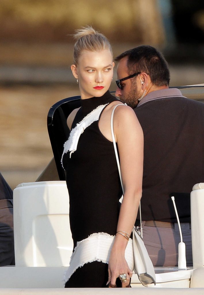 Karlie Kloss Wears a Black and White Dress in Cannes-4