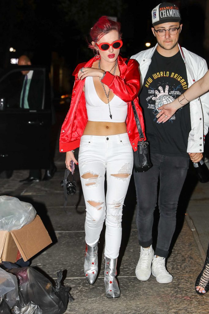 Bella Thorne Wears a Red Jacket Out in New York City-3