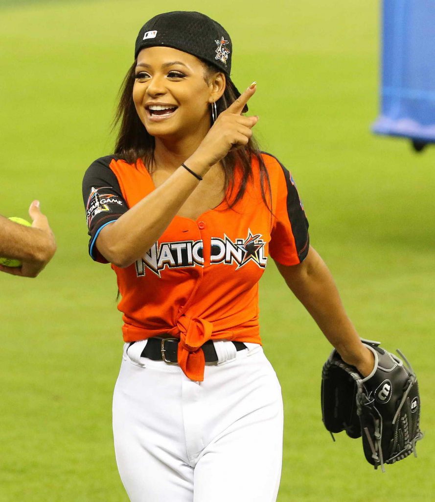 Christina Milian Attends the 2017 MLB All-Star Legends and Celebrity Softball at Marlins Park in Miami-1