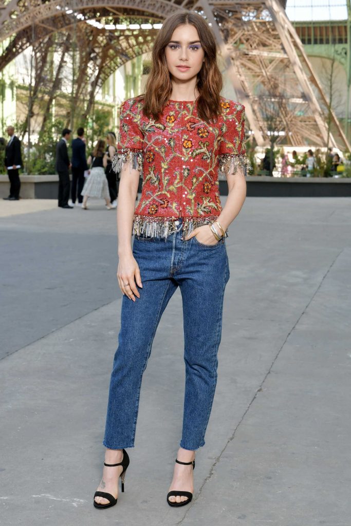 Lily Collins Arrives at the Chanel Show During the Haute Couture Fashion Week in Paris-1