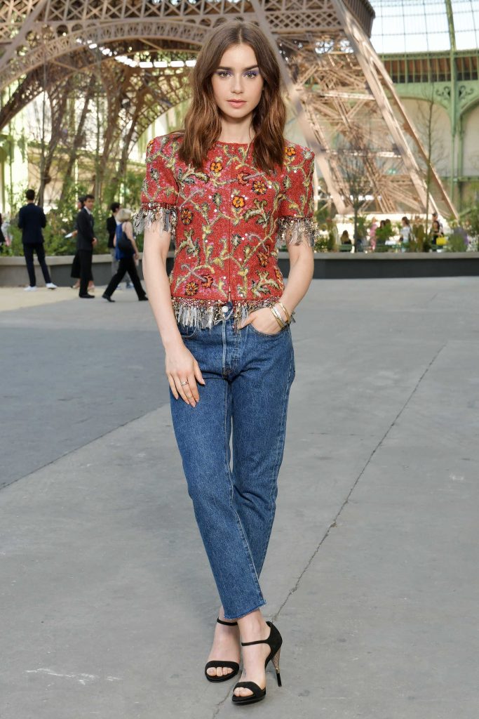 Lily Collins Arrives at the Chanel Show During the Haute Couture Fashion Week in Paris-2