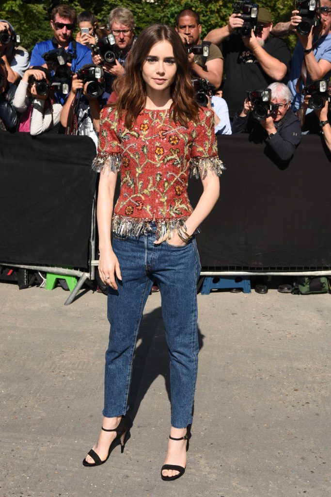 Lily Collins Arrives at the Chanel Show During the Haute Couture Fashion Week in Paris-4