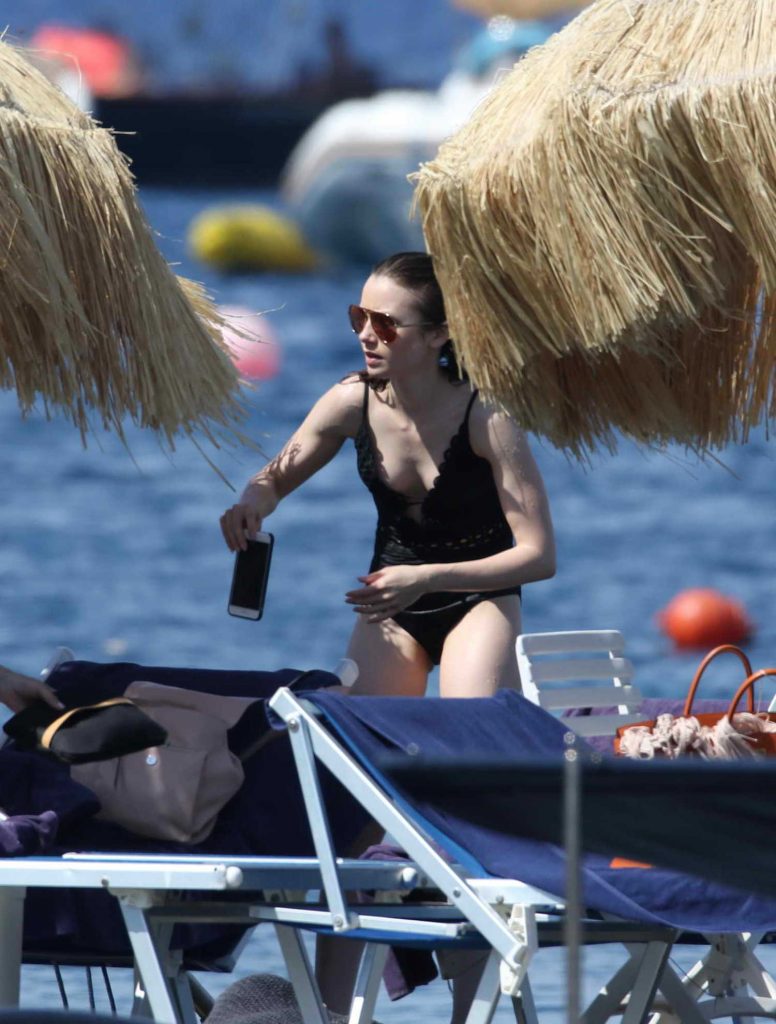 Lily Collins Was Spotted at the Beach in Ischia-3