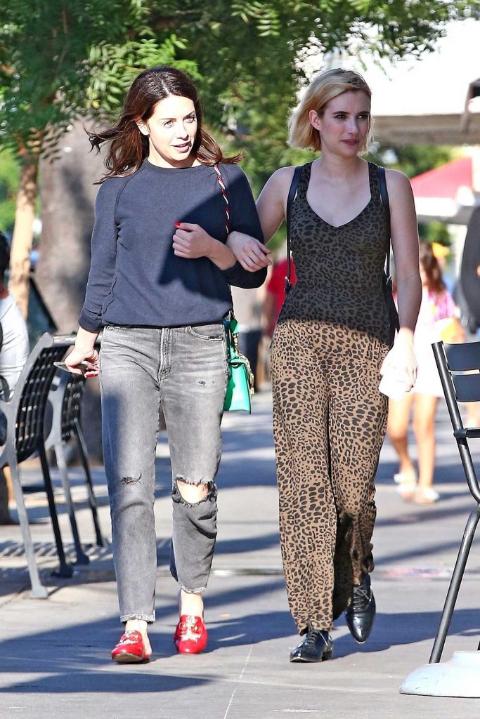 Emma Roberts Locks Arms With a Girlfriend in Studio City-1