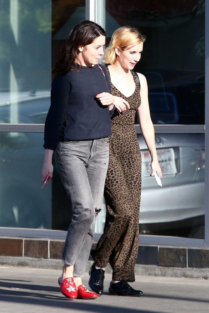 Emma Roberts Locks Arms With a Girlfriend in Studio City-3