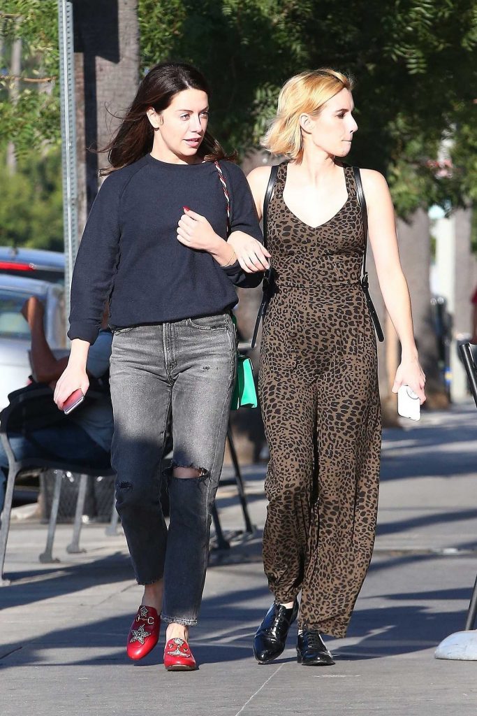 Emma Roberts Locks Arms With a Girlfriend in Studio City-4