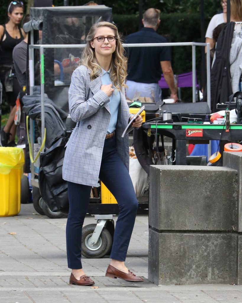Melissa Benoist on the Set of Supergirl in Vancouver, Canada-1