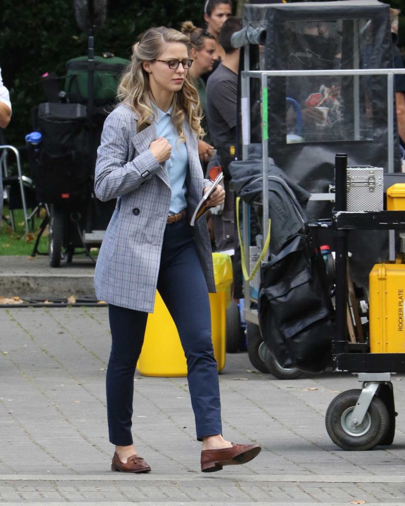 Melissa Benoist on the Set of Supergirl in Vancouver, Canada-2