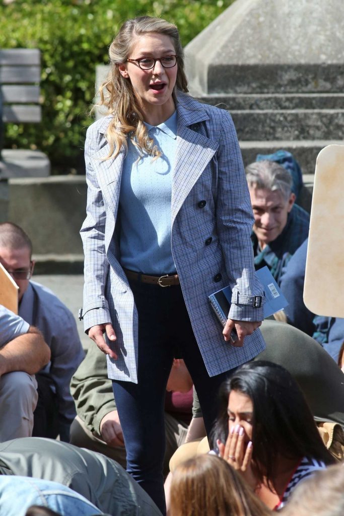 Melissa Benoist on the Set of Supergirl in Vancouver, Canada-4