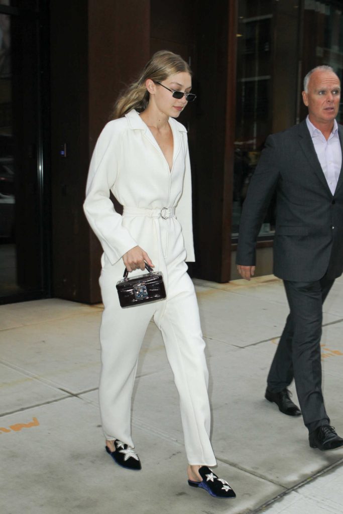 Gigi Hadid Wears a White Jumpsuit Out in NYC-3