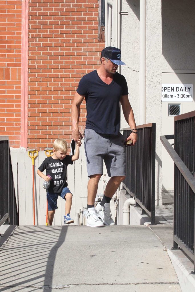 Josh Duhamel With His Son Outside the Early Word Cafe in Brentwood-3