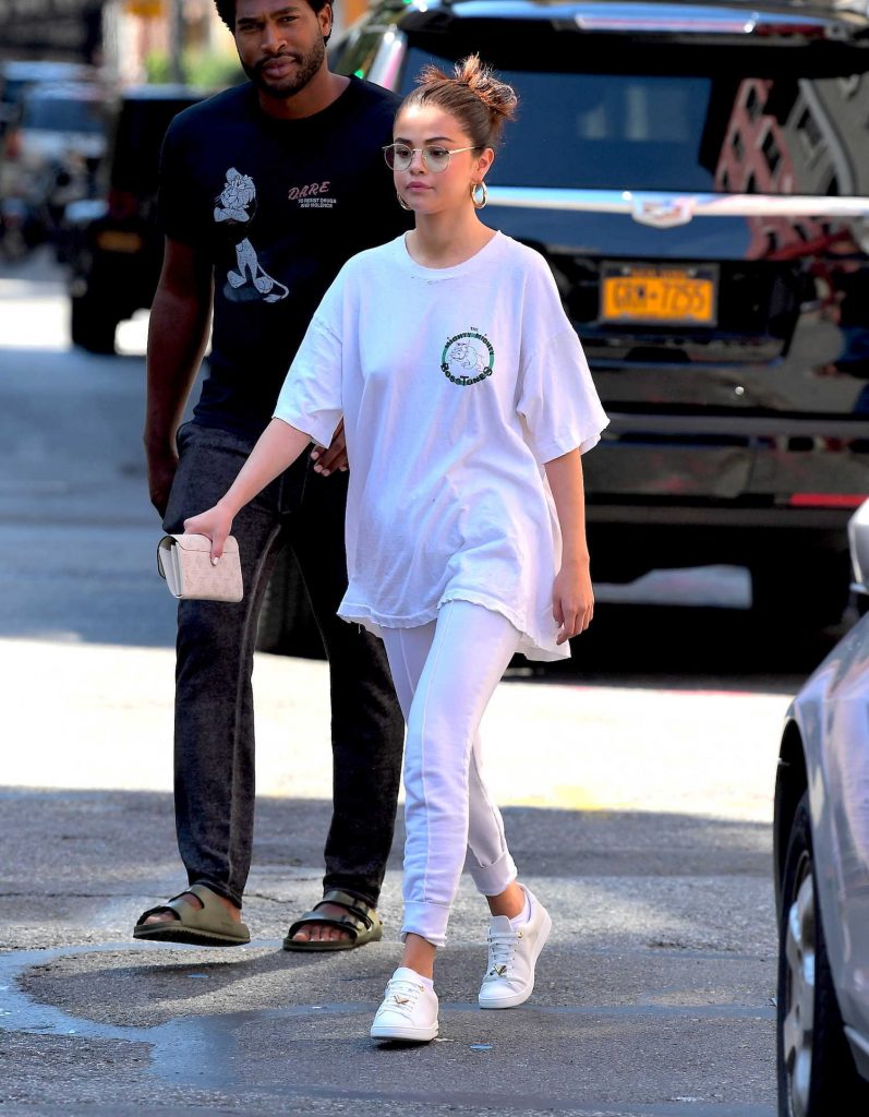 Selena Gomez Wears all White Out in NYC-2
