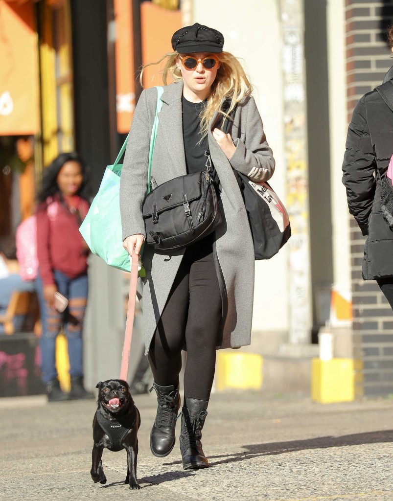Dakota Fanning Walks Her Dog Out in NYC-1