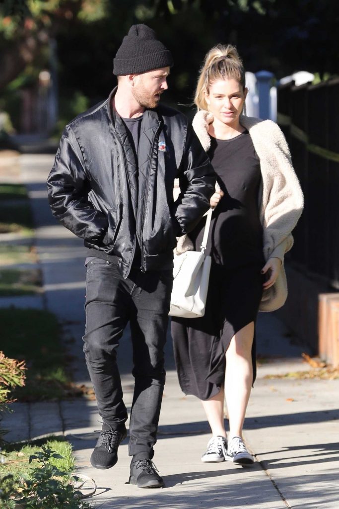Aaron Paul Leaves with His Wife Cheebo in Los Angeles-3