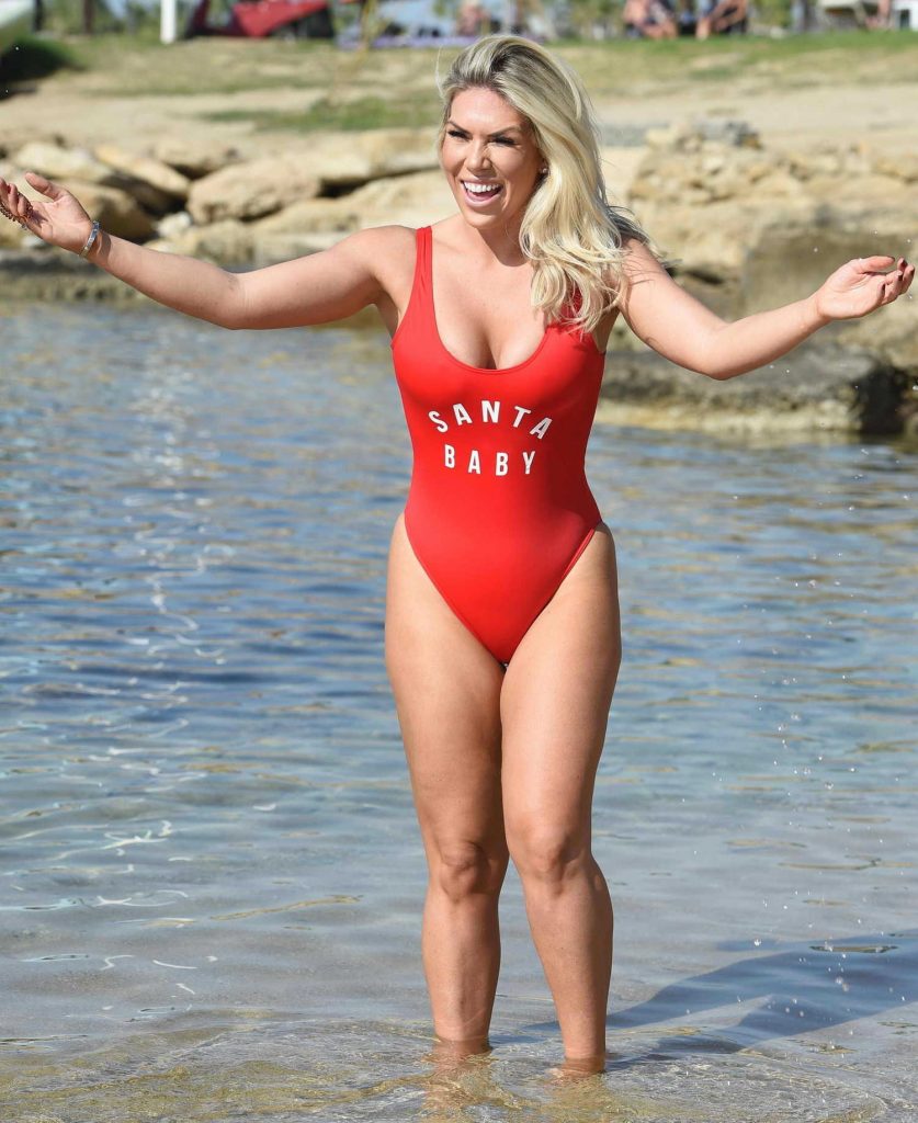 Frankie Essex Wears Santa Baby Red Swimsuit at the Beach in Cape Verde-1