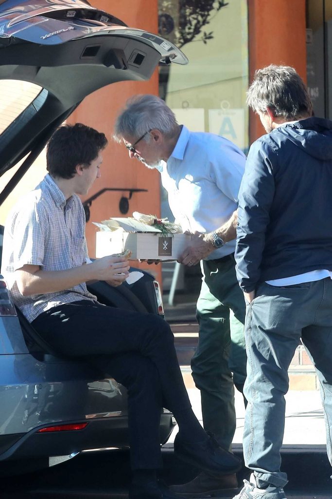 Harrison Ford Has an Impromptu Picnic Out of the Trunk of His Tesla in Santa Monica-2