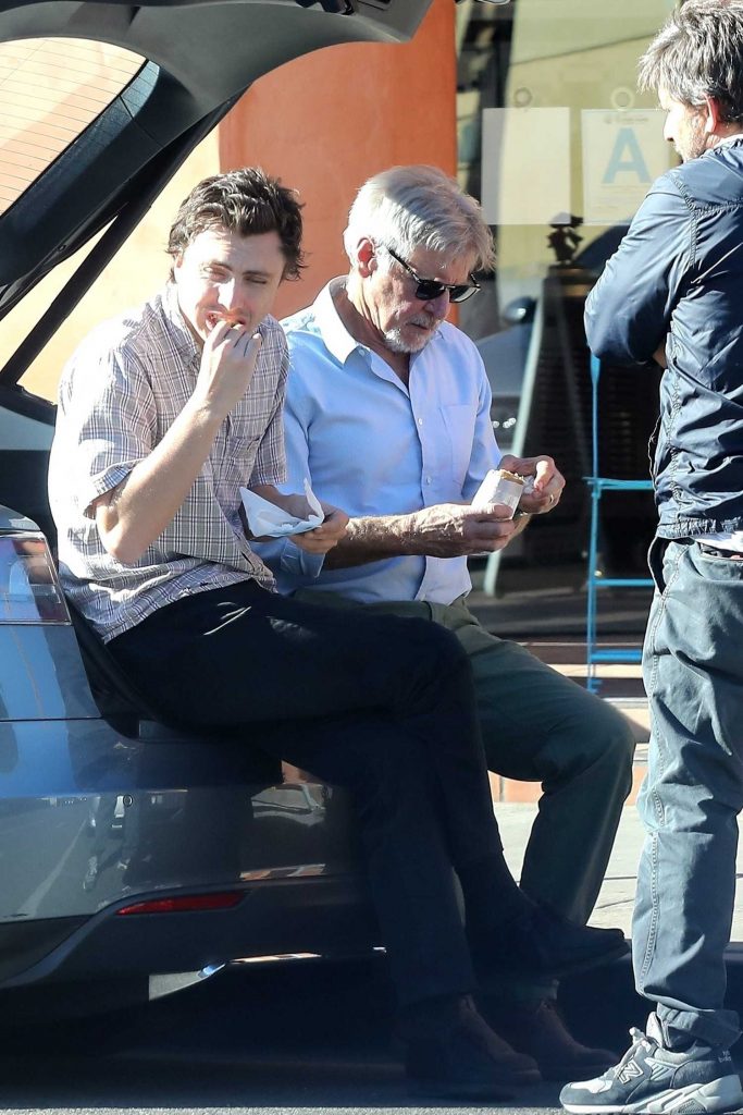 Harrison Ford Has an Impromptu Picnic Out of the Trunk of His Tesla in Santa Monica-3