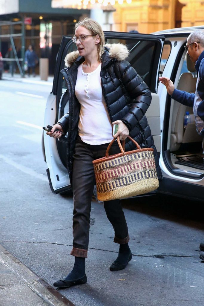 Uma Thurman Arrives at the Hudson Theatre in New York City-4