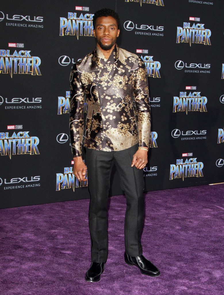 Chadwick Boseman at the Black Panther Premiere in Hollywood-1